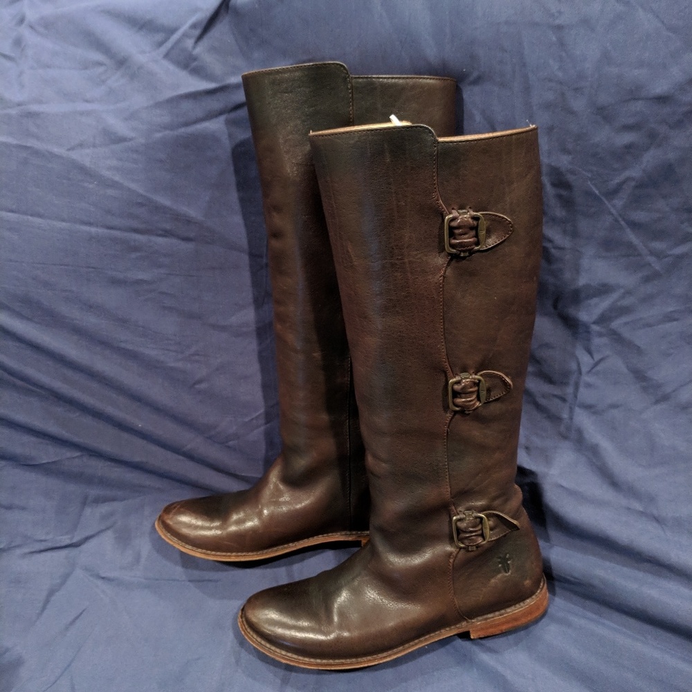 FRYE Paige Riding Boot with side buckles